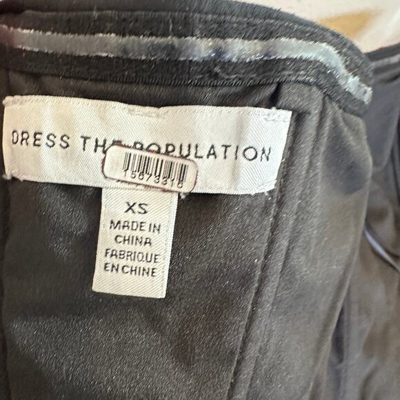 Dress the Population Black Floral Strapless Gown XS Bustier Sequin Designer $400 - Picture 12 of 13